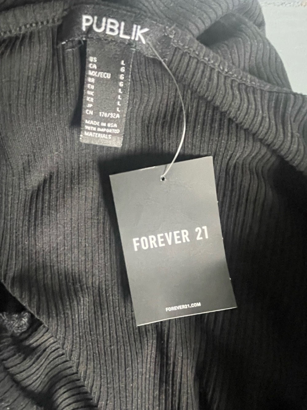 Forever 21 Black Ruched Bodycon Midi Dress Strappy Stretch Minimalist Y2K Size L - Picture 5 of 8